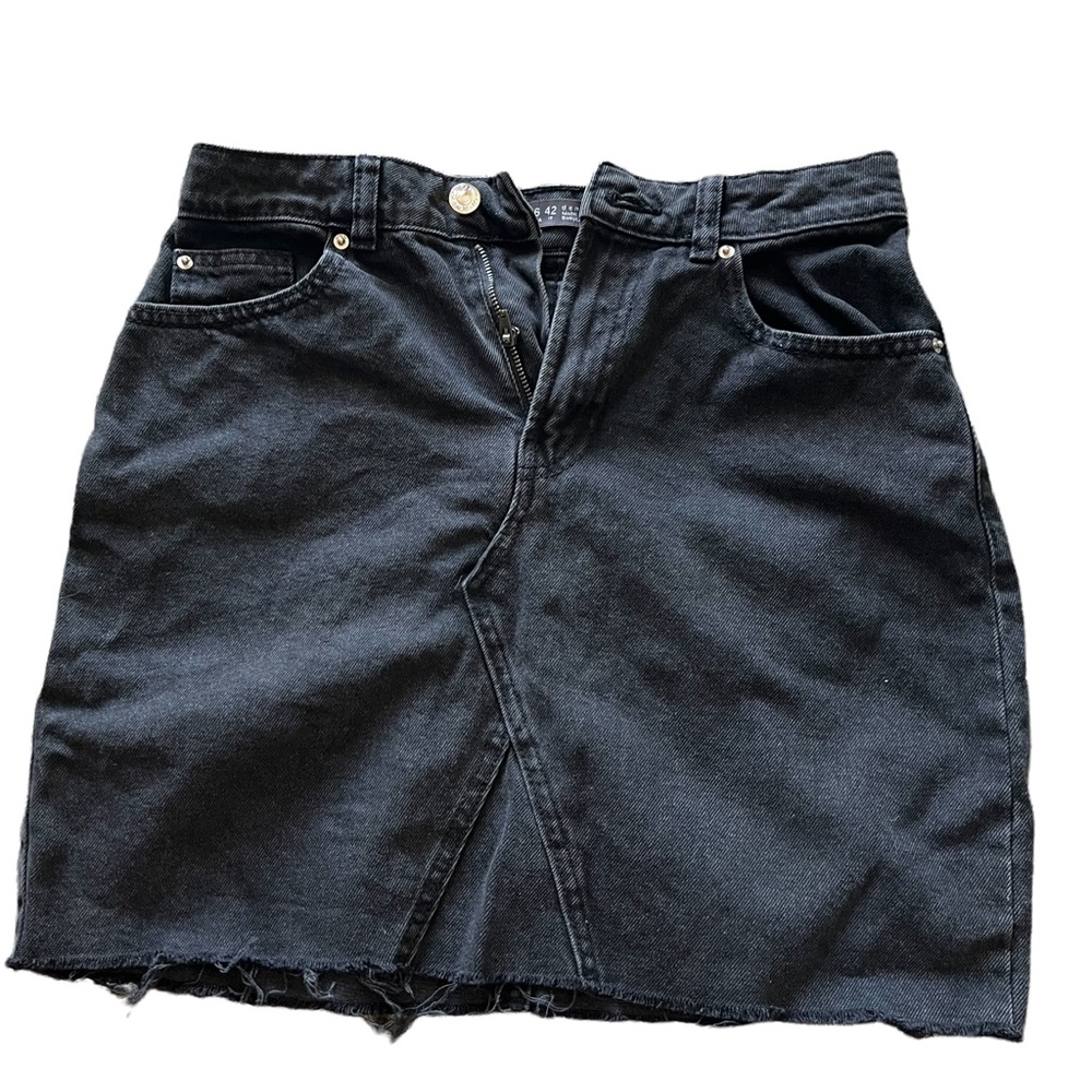 Top Shop High Waisted Black Denim Jean Skirt